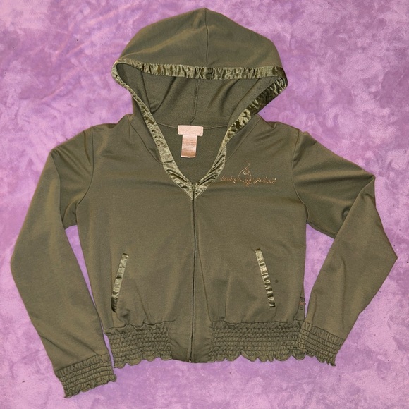 RARE Y2K Baby Phat Green Rhinestone Zip Up Hoodie Jacket - Picture 4 of 15